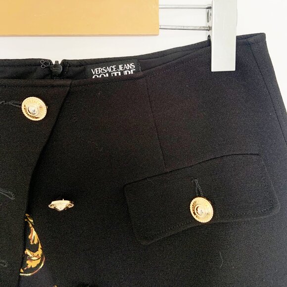 Versace Jeans Couture Layered-Effect Baroque-print Mini Skirt in Black / s-mdm - Picture 3 of 16